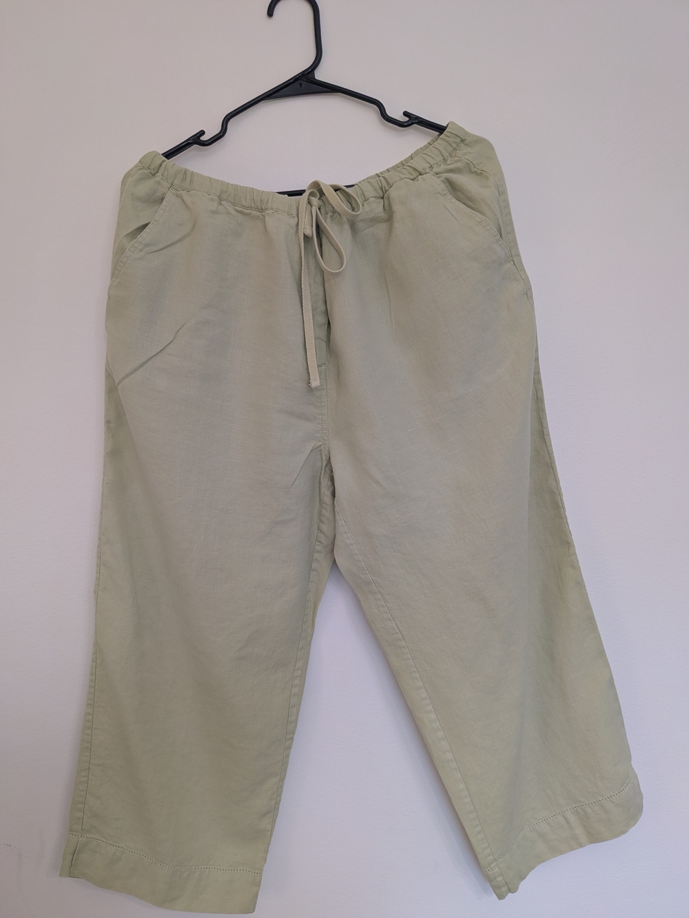 Premium Feel 100% Linen Kate Hill Sage Drawstring Casual Pants